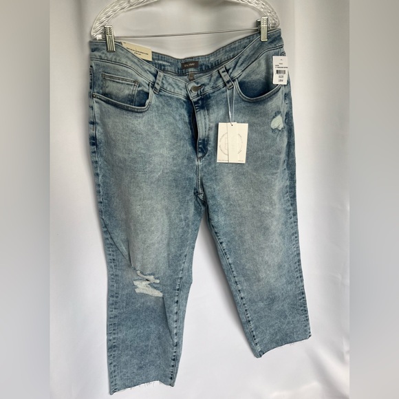 NWT DL1961 Patti Straight Leg High Rise Ankle Lt Seaglass Distressed Blue 18W - Picture 2 of 12